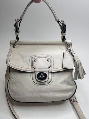 COACH Willis 70th Anniversary Off White Leather Saddlebag 19132 Crossbody